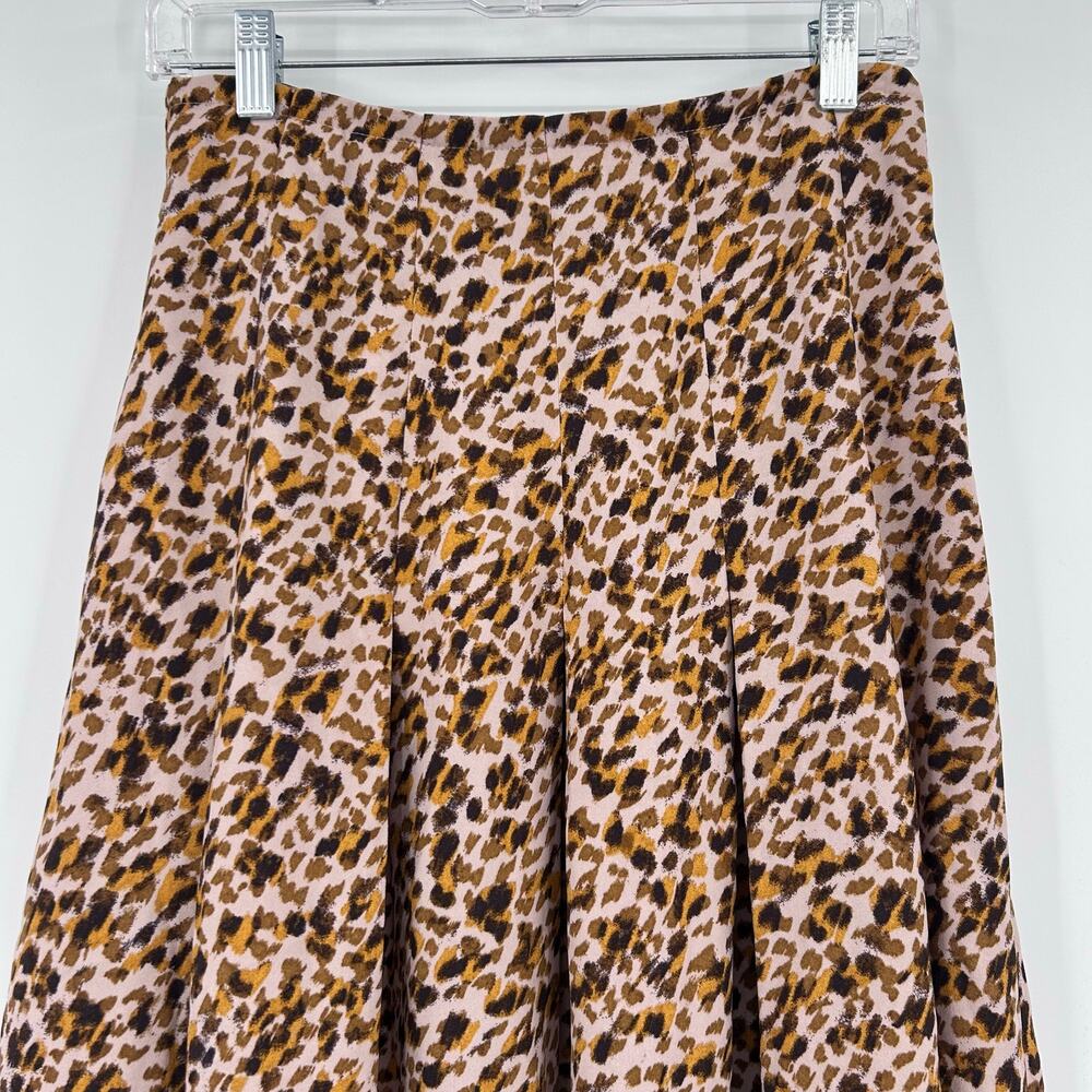 NWT Ann Taylor Leopard Print Pleated Maxi Skirt Size 2 Pink Brown Brushstroke - Picture 5 of 12